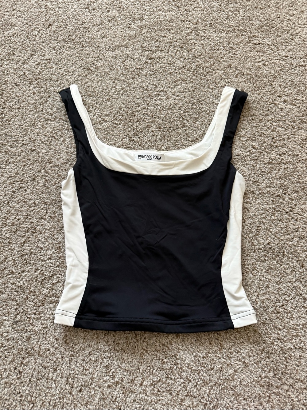 Princess Polly Black & White Contrast Square Neck Tank